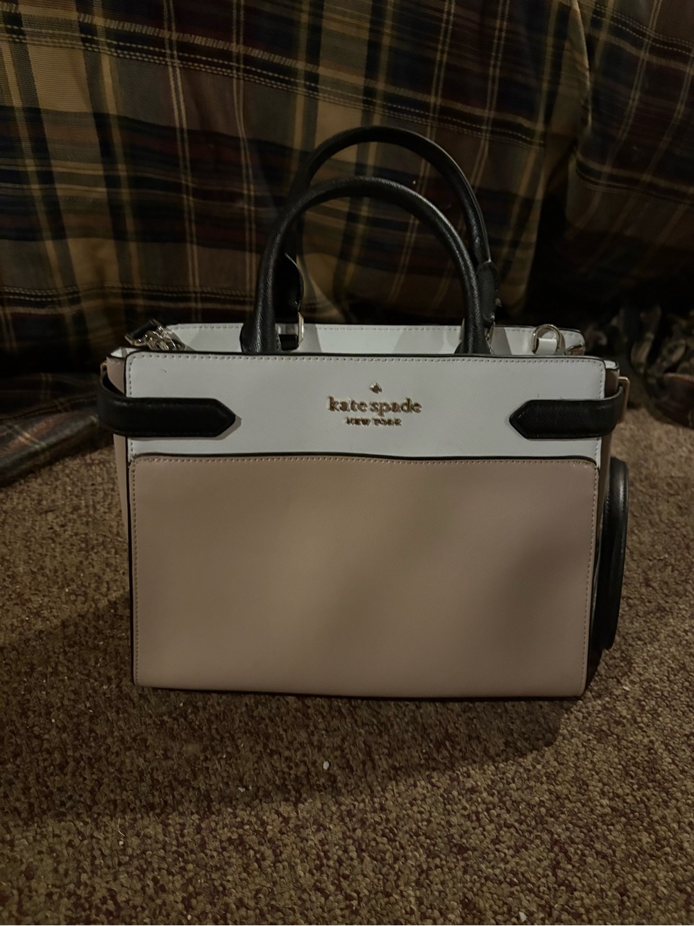 kate spade Two-Tone Blush, White and Black Structured Satchel